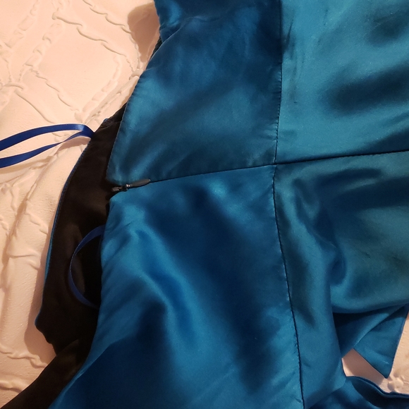 Silk halter dress vintage in teal - Picture 11 of 12